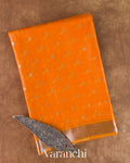 Bright Orange Tissue Pure Kora Silk Saree