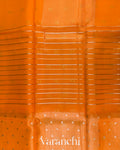 Bright Orange Tissue Pure Kora Silk Saree