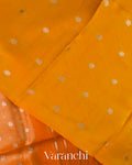 Bright Orange Tissue Pure Kora Silk Saree