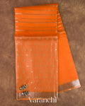 Tangerine Orange Tissue Pure Kora Silk Saree