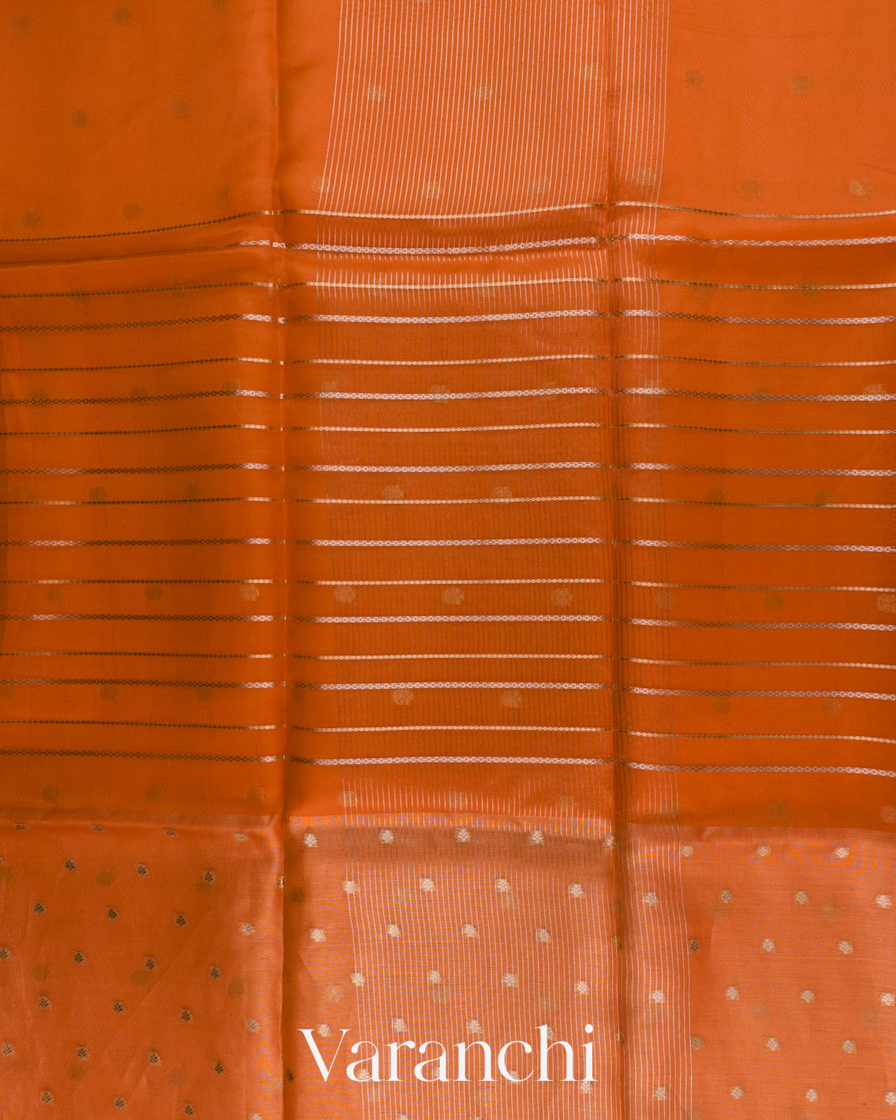 Tangerine Orange Tissue Pure Kora Silk Saree