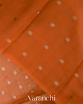 Tangerine Orange Tissue Pure Kora Silk Saree