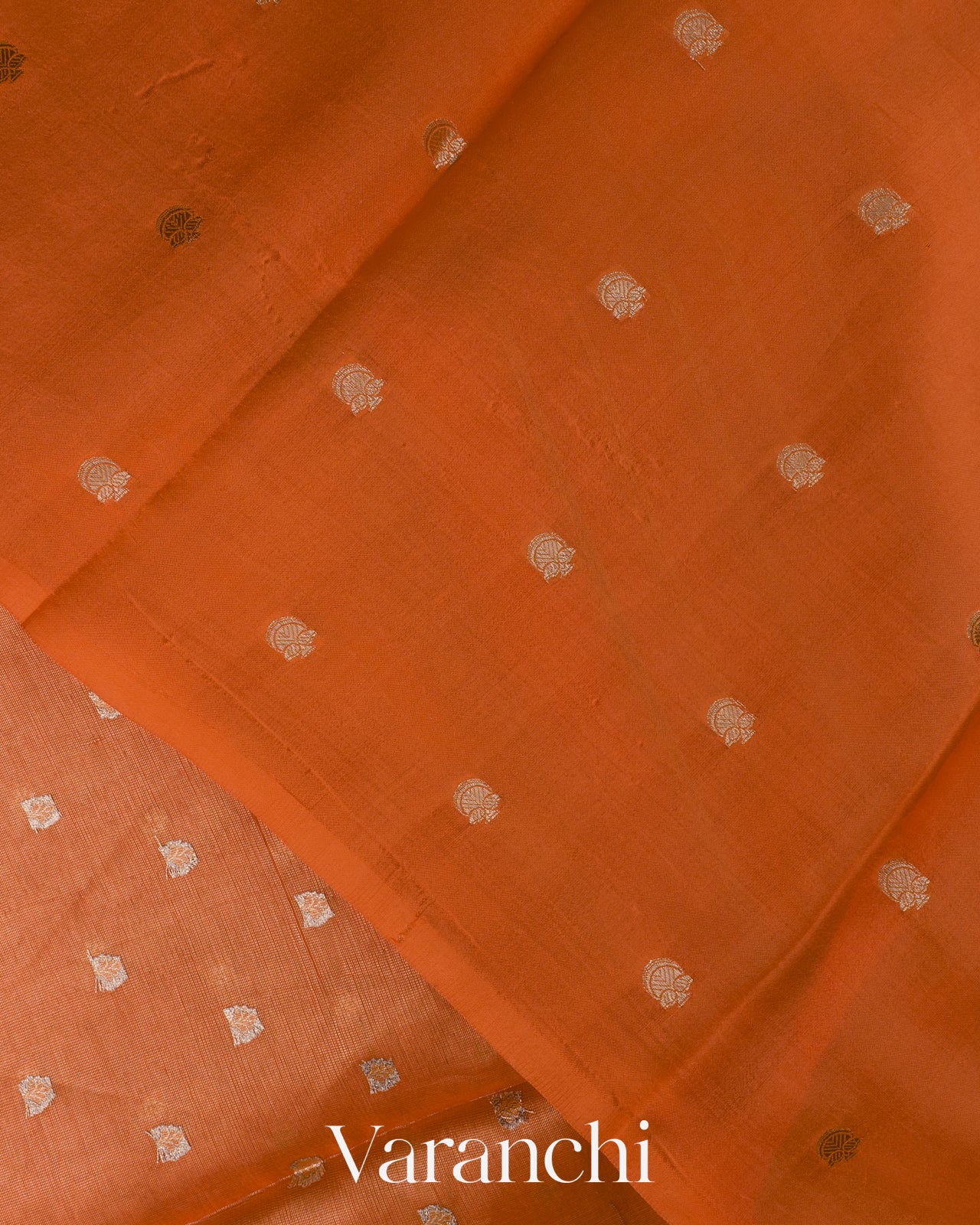 Tangerine Orange Tissue Pure Kora Silk Saree