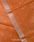 Tangerine Orange Tissue Pure Kora Silk Saree