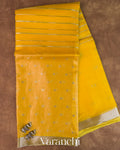 Bright Yellow Tissue Pure Kora Silk Saree