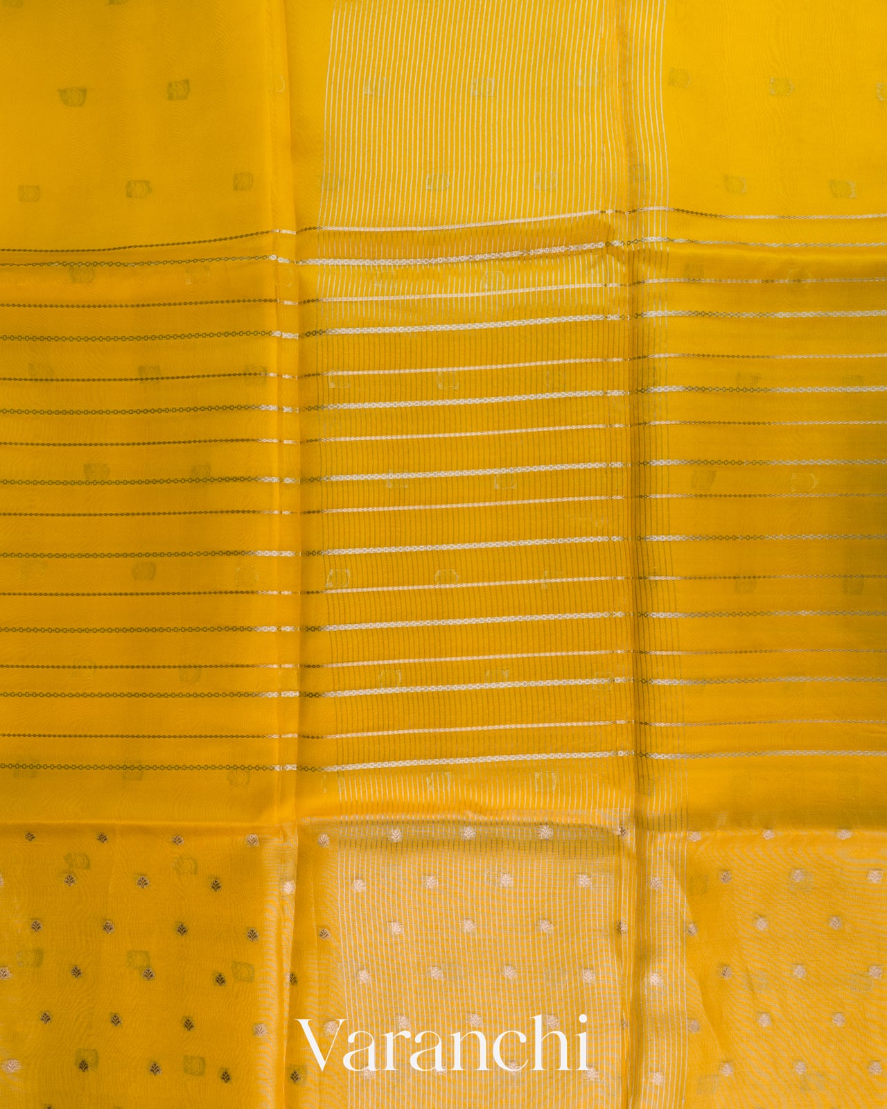 Bright Yellow Tissue Pure Kora Silk Saree
