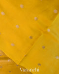 Bright Yellow Tissue Pure Kora Silk Saree