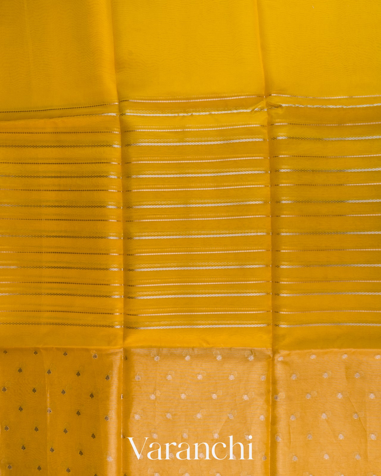 Bright Yellow Tissue Pure Kora Silk Saree