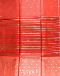 Burnt Red Tissue Pure Kora Silk Saree