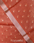 Burnt Red Tissue Pure Kora Silk Saree
