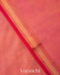 Coral Pink Pure Maheshwari Silk Cotton Tissue Handloom Saree