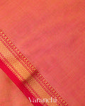Coral Pink Pure Maheshwari Silk Cotton Tissue Handloom Saree