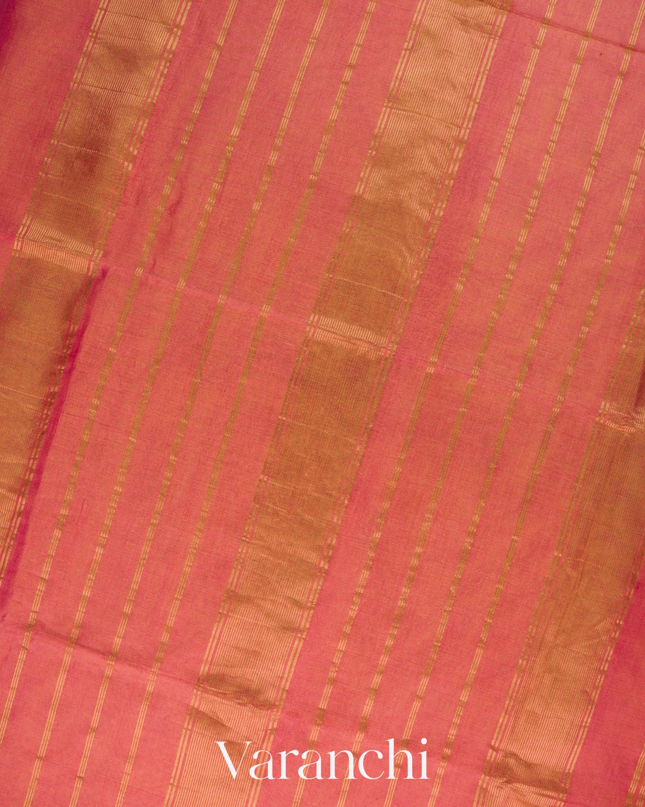 Coral Pink Pure Maheshwari Silk Cotton Tissue Handloom Saree