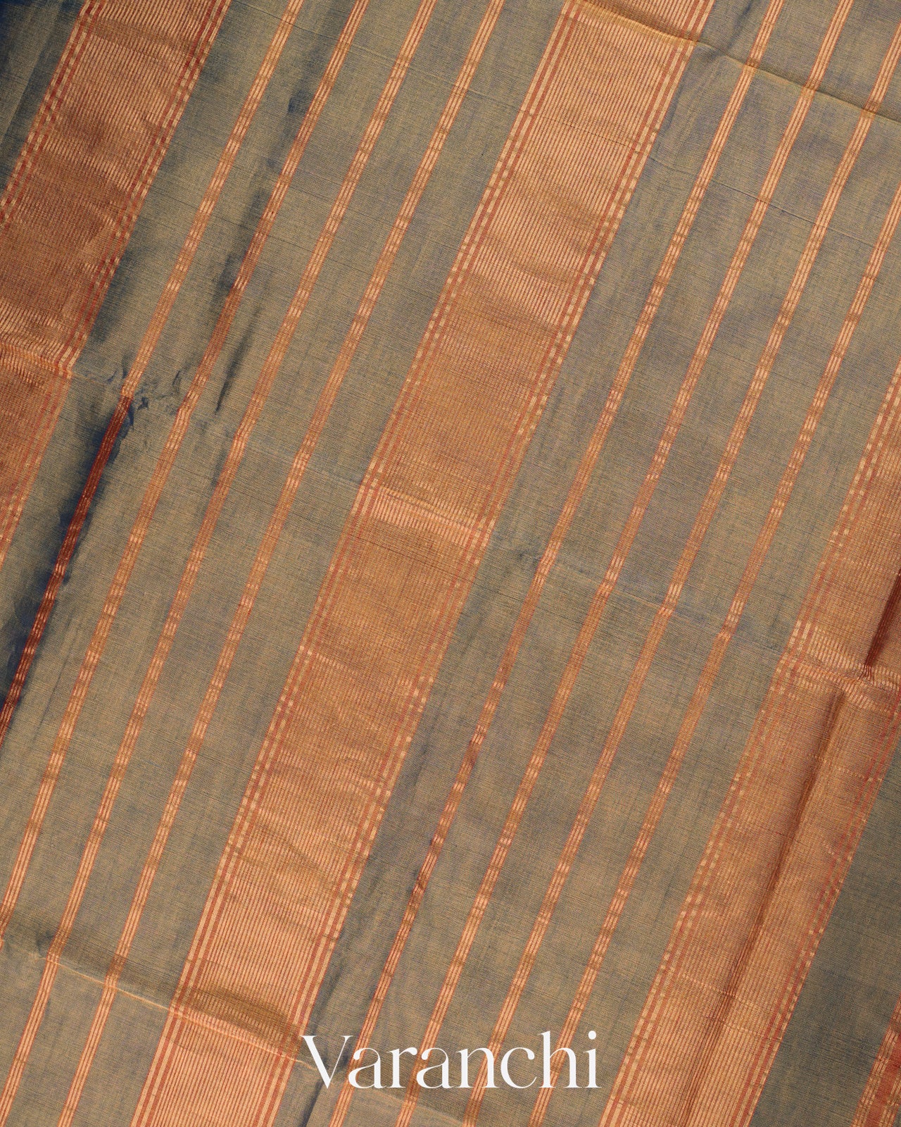 Olive Grey Pure Maheshwari Silk Cotton Tissue Handloom Saree