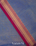 Ink Blue Pure Maheshwari Silk Cotton Tissue Handloom Saree
