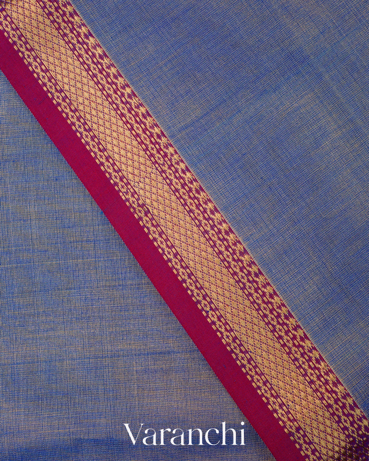 Ink Blue Pure Maheshwari Silk Cotton Tissue Handloom Saree