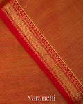 Rust Orange Pure Maheshwari Silk Cotton Tissue Handloom Saree