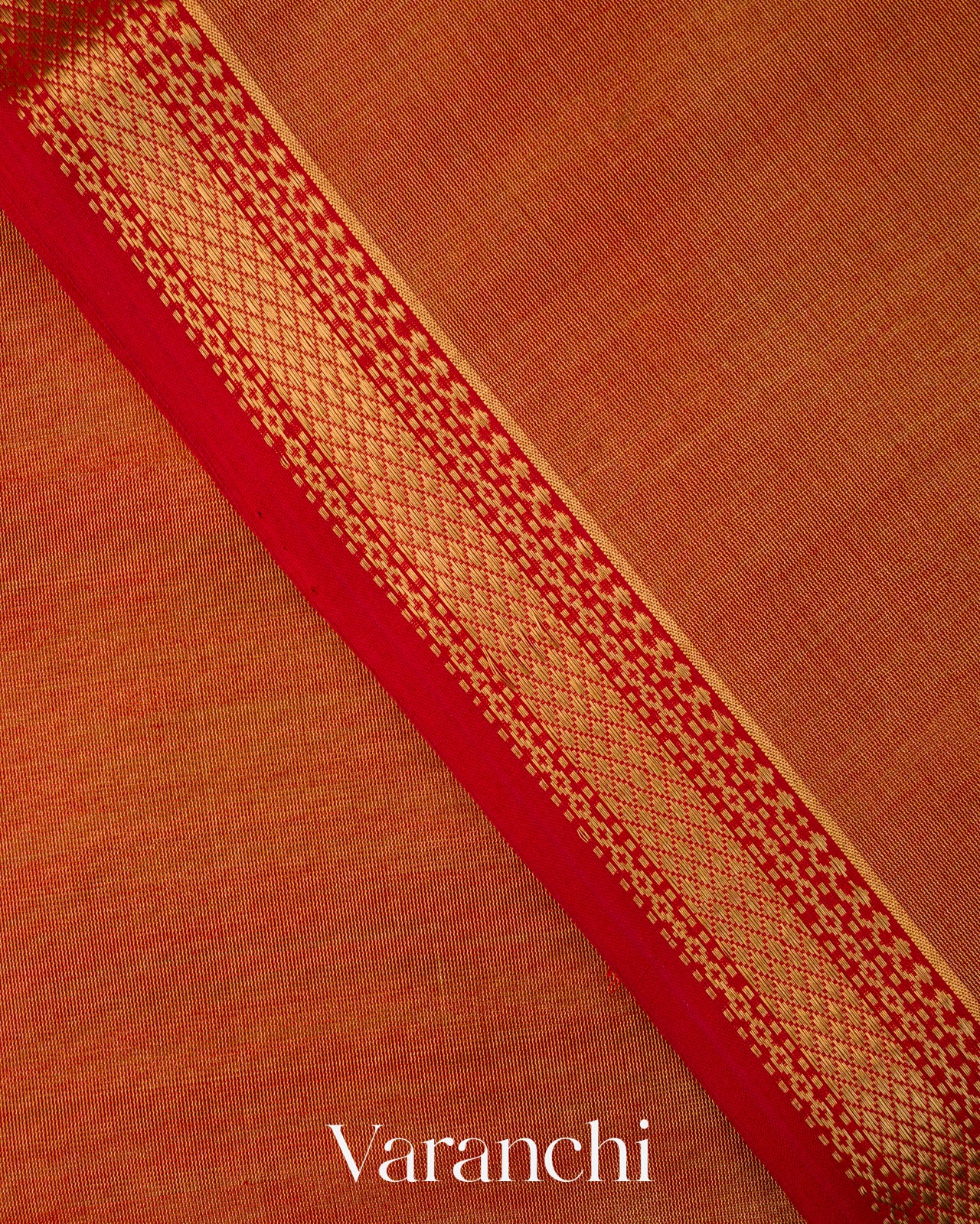 Rust Orange Pure Maheshwari Silk Cotton Tissue Handloom Saree