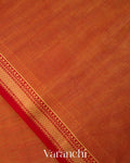 Rust Orange Pure Maheshwari Silk Cotton Tissue Handloom Saree