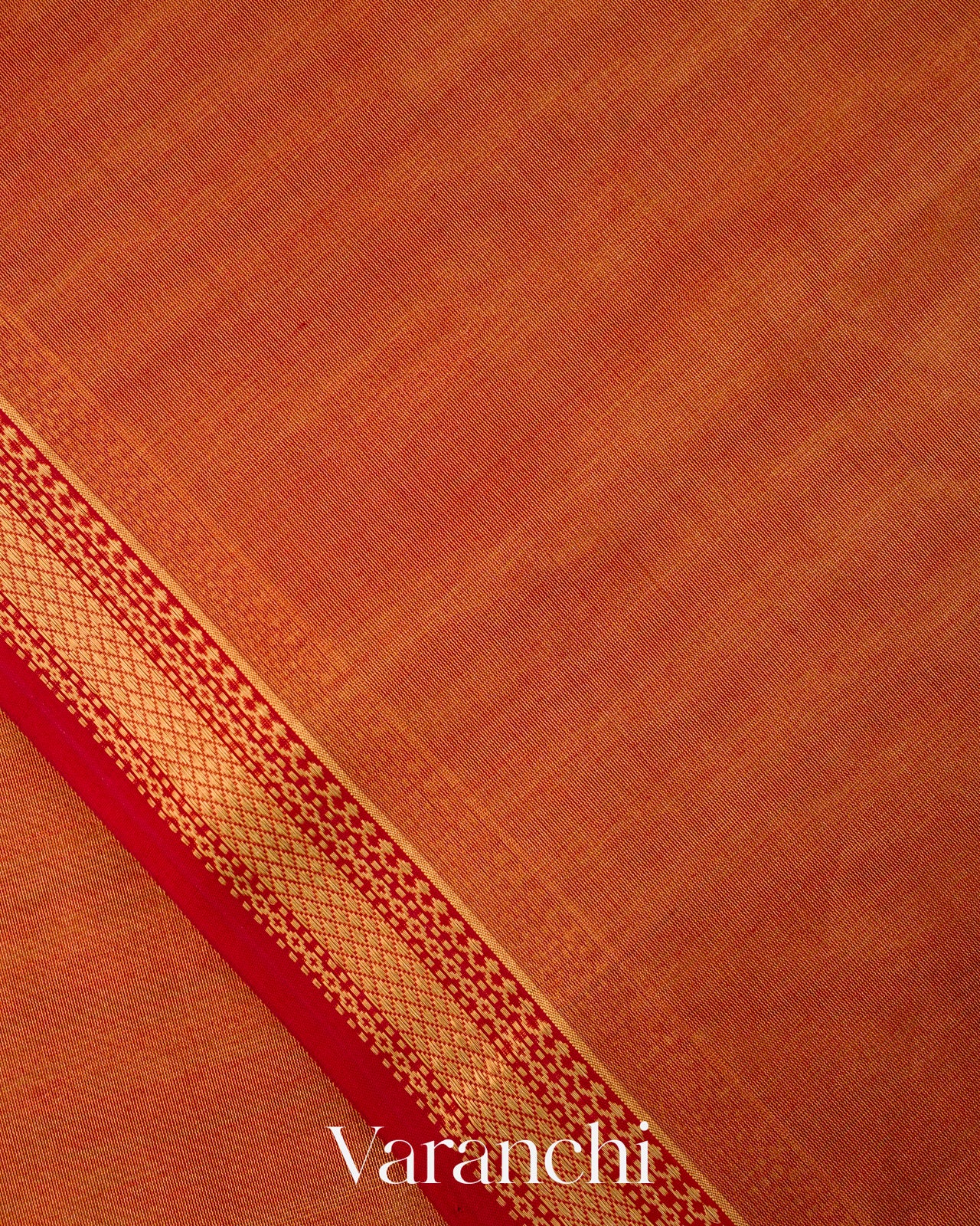 Rust Orange Pure Maheshwari Silk Cotton Tissue Handloom Saree