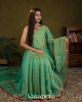 Aqua Blue Border Pure Maheshwari Silk Cotton Handloom Saree