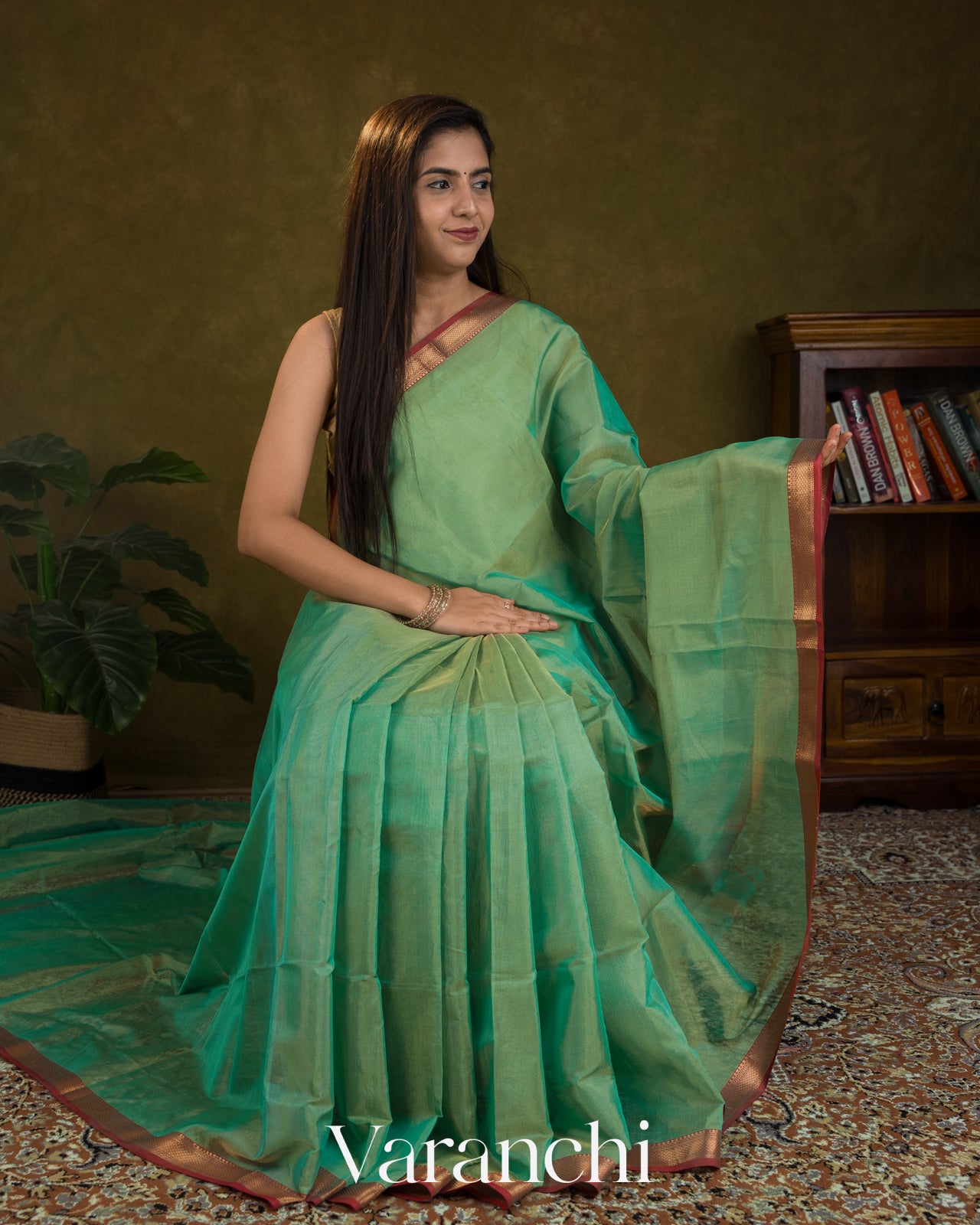 Aqua Blue Border Pure Maheshwari Silk Cotton Handloom Saree