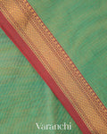 Aqua Blue Border Pure Maheshwari Silk Cotton Handloom Saree