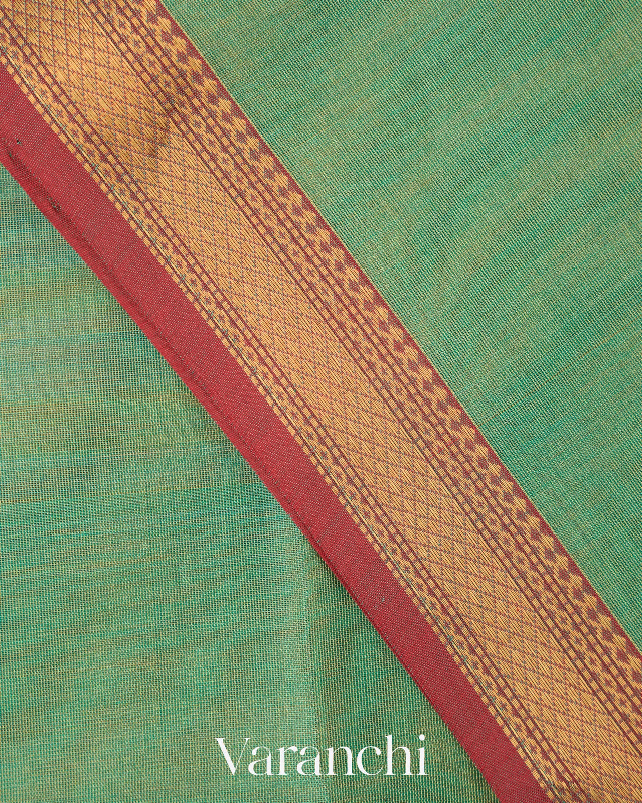 Aqua Blue Border Pure Maheshwari Silk Cotton Handloom Saree