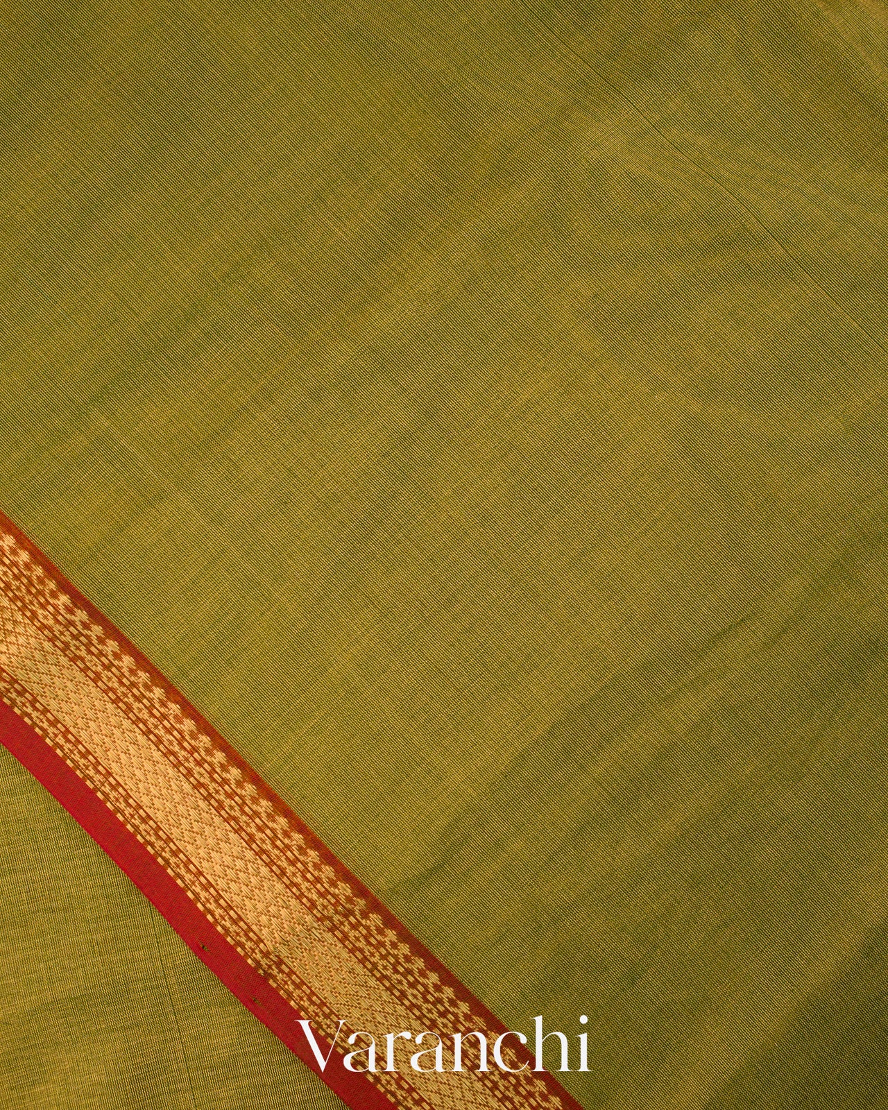 Olive Green Pure Maheshwari Silk Cotton Tissue Handloom Saree