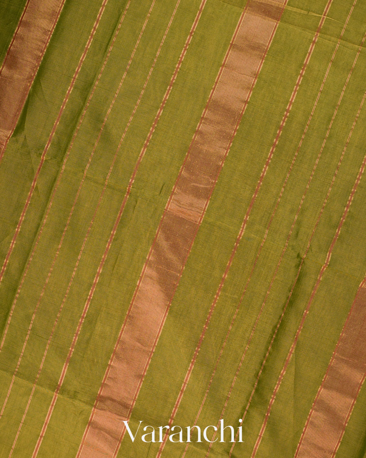 Olive Green Pure Maheshwari Silk Cotton Tissue Handloom Saree