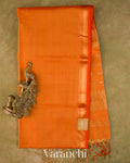 Tangerine OrangePure Maheshwari Silk Cotton Tissue Handloom Saree