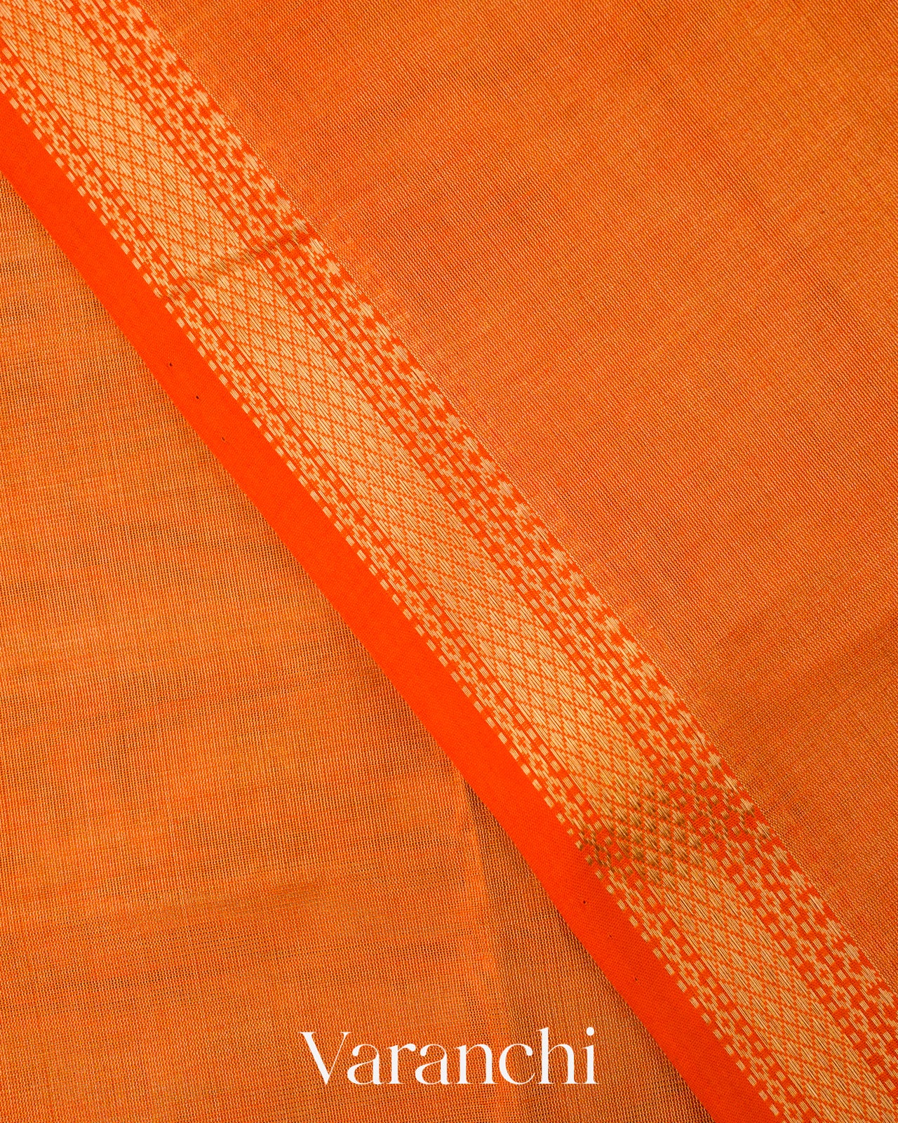 Tangerine OrangePure Maheshwari Silk Cotton Tissue Handloom Saree