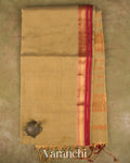 Golden Mustard Pure Maheshwari Tissue Silk Cotton Handloom Saree