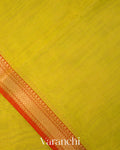 Lemon Yellow Pure Maheshwari Silk Cotton Tissue Handloom Saree