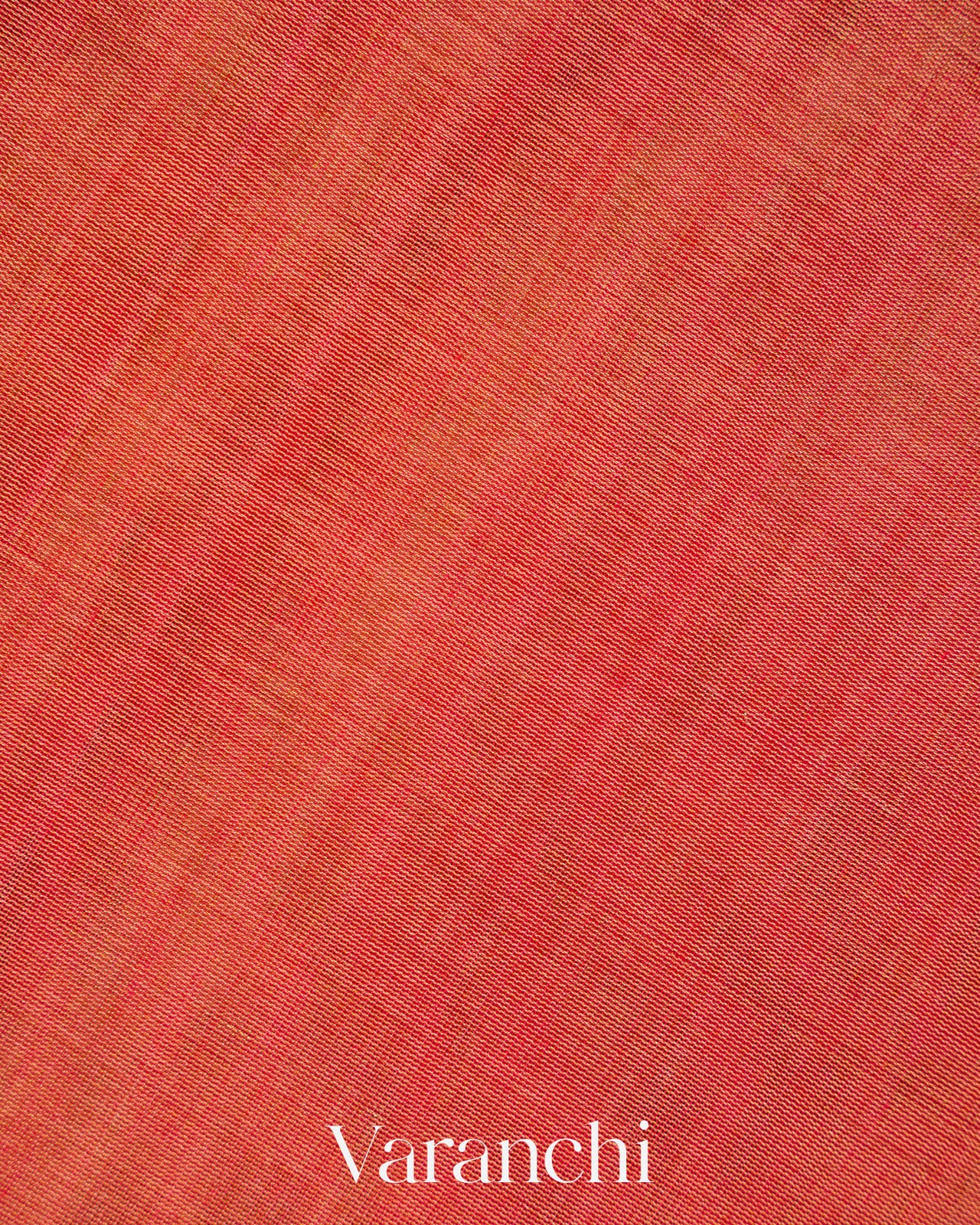 Coral Pink Pure Maheshwari Silk Cotton Tissue Handloom Saree