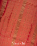 Coral Pink Pure Maheshwari Silk Cotton Tissue Handloom Saree