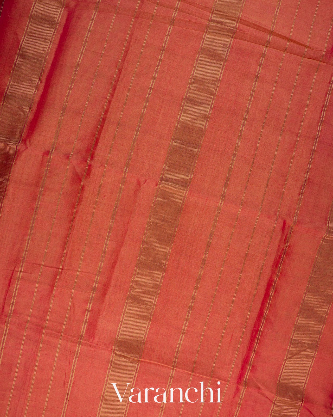 Coral Pink Pure Maheshwari Silk Cotton Tissue Handloom Saree