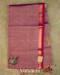 Mauve Purple Pure Maheshwari Silk Cotton Tissue Handloom Saree