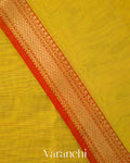 Mustard Yellow Tissue Pure Maheshwari Silk Cotton Handloom Saree