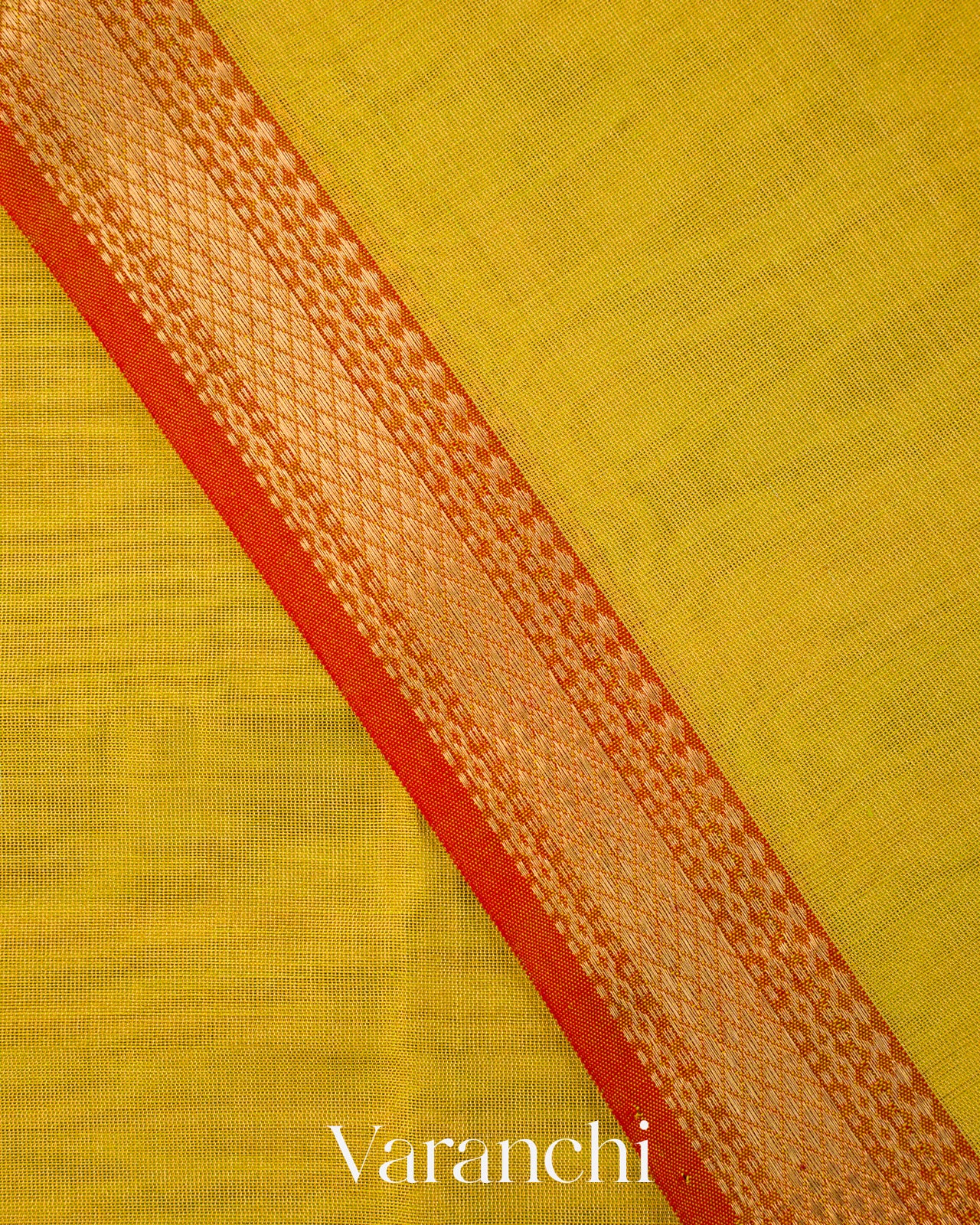 Mustard Yellow Tissue Pure Maheshwari Silk Cotton Handloom Saree