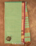 Sea Green Pure Maheshwari Silk Cotton Tissue Handloom Saree