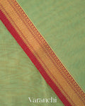 Sea Green Pure Maheshwari Silk Cotton Tissue Handloom Saree