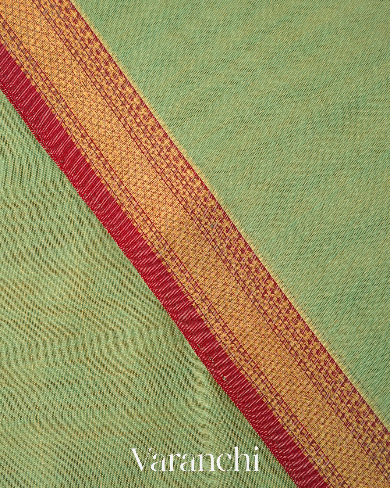 Sea Green Pure Maheshwari Silk Cotton Tissue Handloom Saree