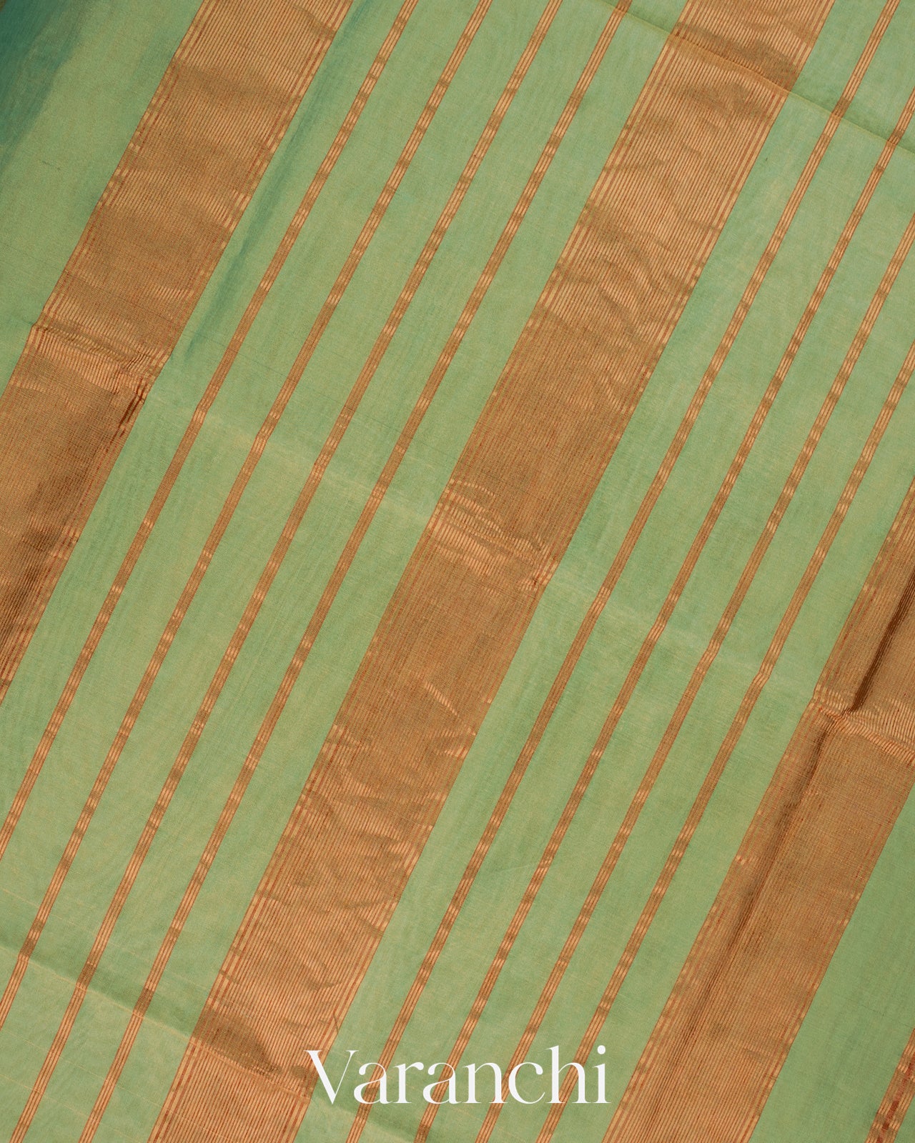 Sea Green Pure Maheshwari Silk Cotton Tissue Handloom Saree
