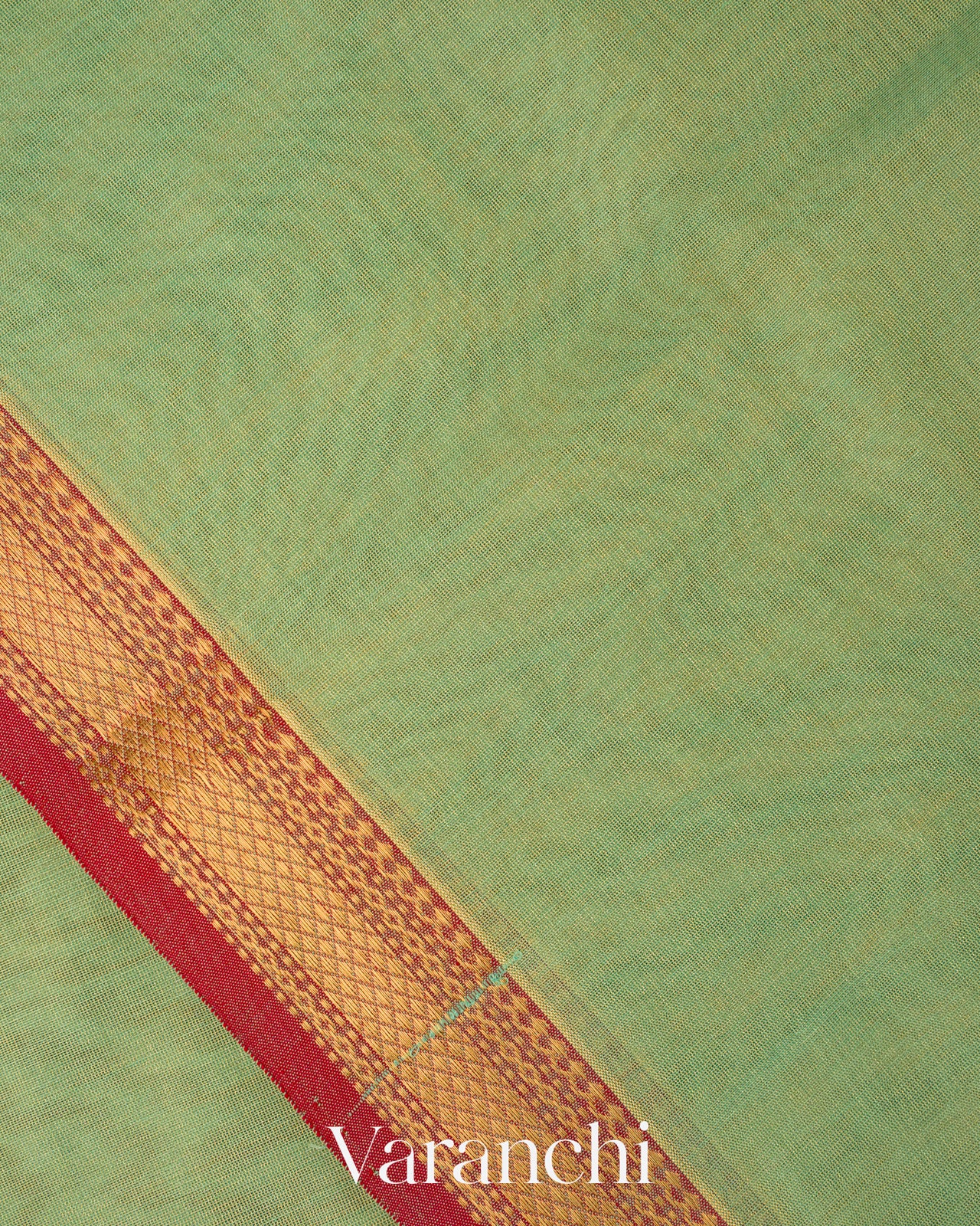 Sea Green Pure Maheshwari Silk Cotton Tissue Handloom Saree