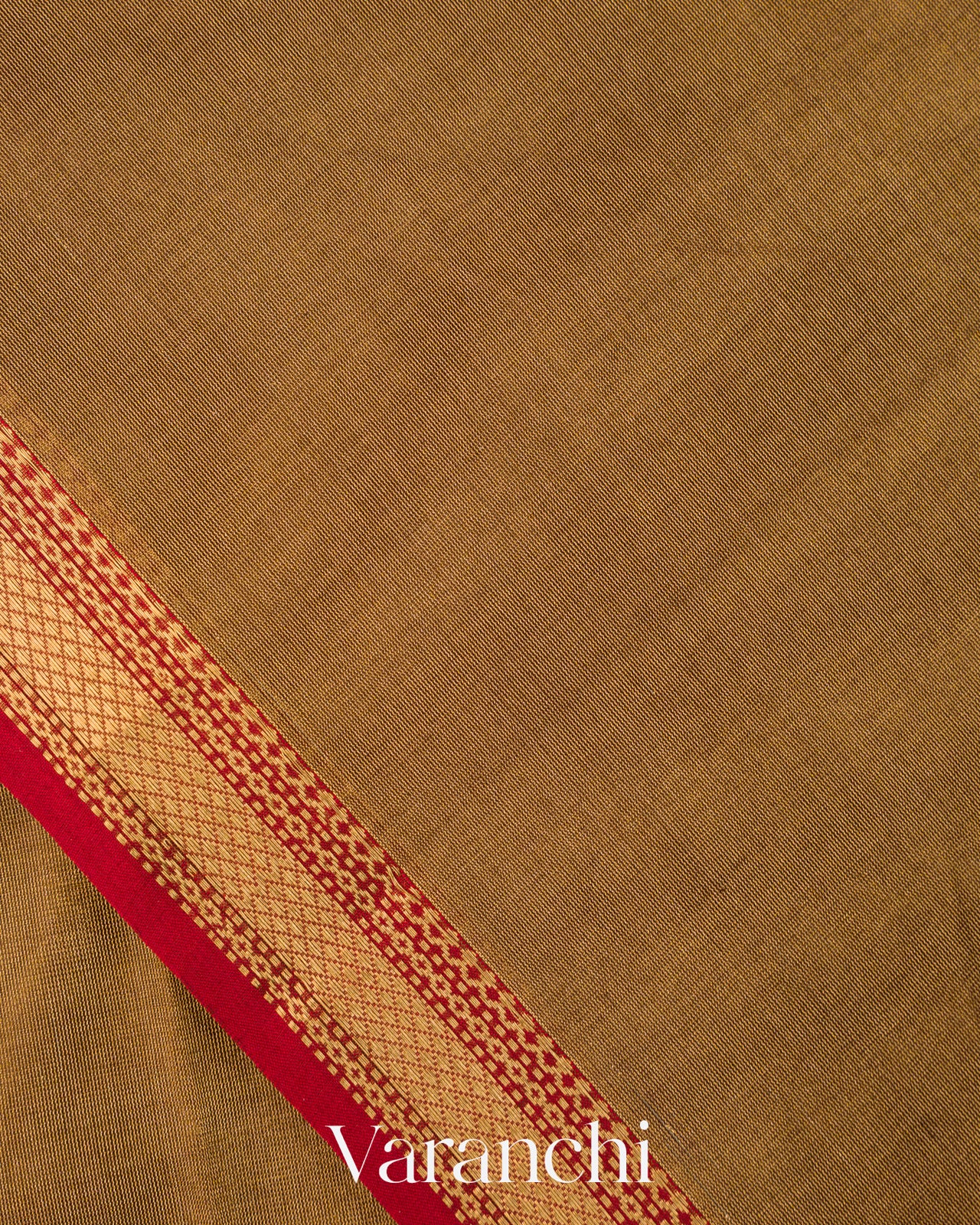 Golden Olive Pure Maheshwari Silk Cotton Tissue Handloom Saree