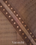 Brown with Sequin Embroidery Pure Muslin Silk Handloom Saree