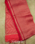 Crimson Red Sequin Embroidered Pure Muslin Silk Handloom Saree