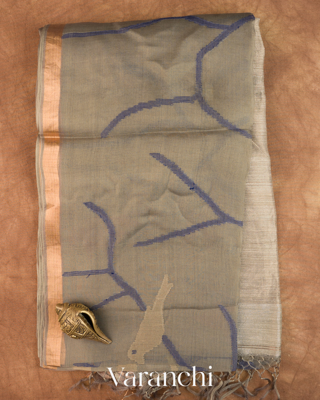 Grey Jamdani Pure Muslin Silk Handloom Saree