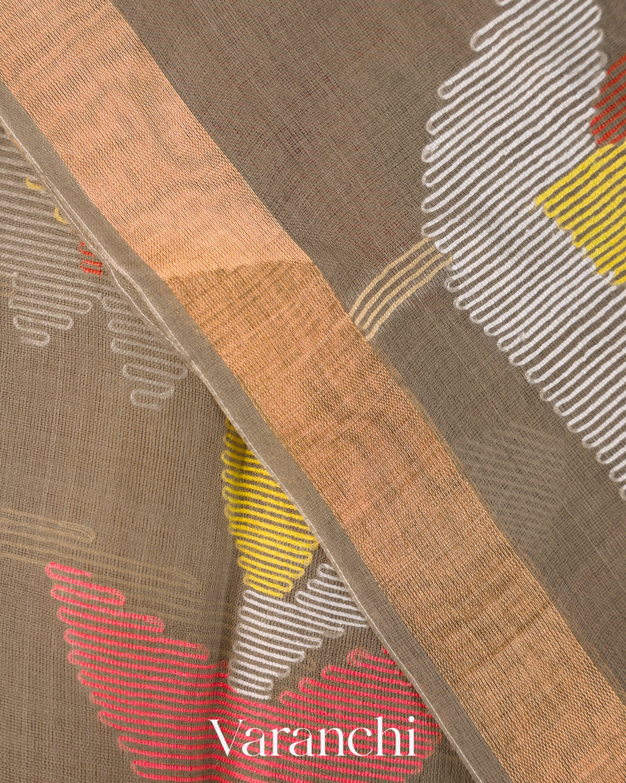 Grey Jamdani Pure Muslin Silk Handloom Saree